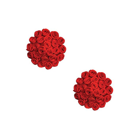Neva Nude Burlesque Roses Reusable Silicone Pasties- Red