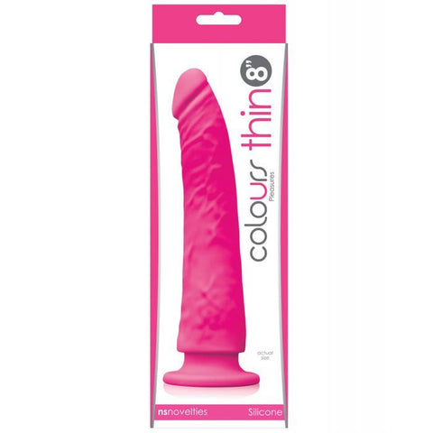 Colours Thin 8 inch silicone dildo in pink