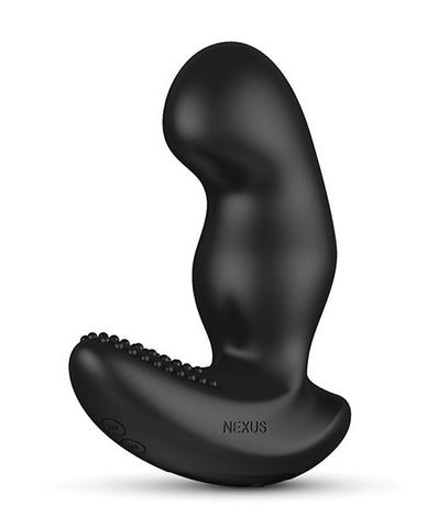 Nexus Ride Extreme Vibrating Prostate & Perineum Massager. A large black probe with a curved head and textured flared base