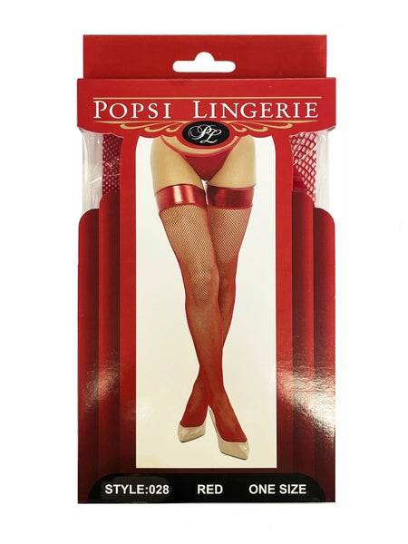 Fishnet Stocking With Vinyl Top (BOXED): Black / OS