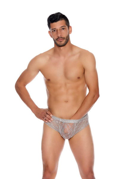 Men's Lace Boyshort: Red / S/M