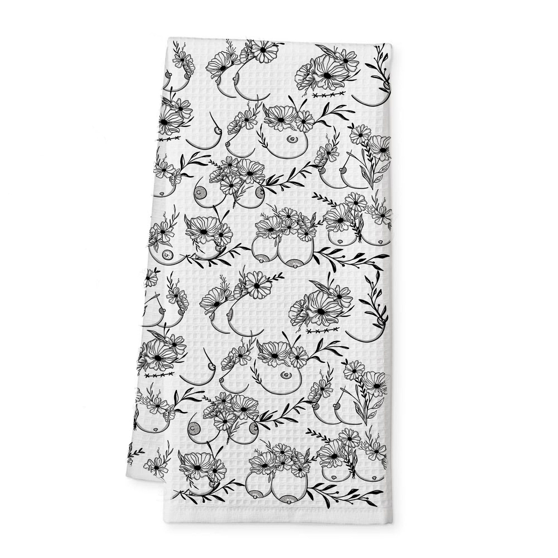 floral breast boob dish towel