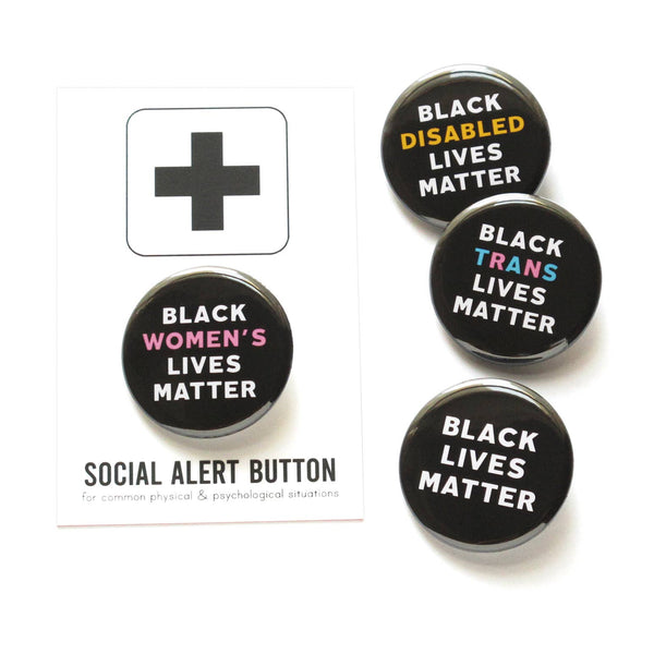 BLACK TRANS LIVES MATTER Pinback Button BLM: Carded + Sleeved