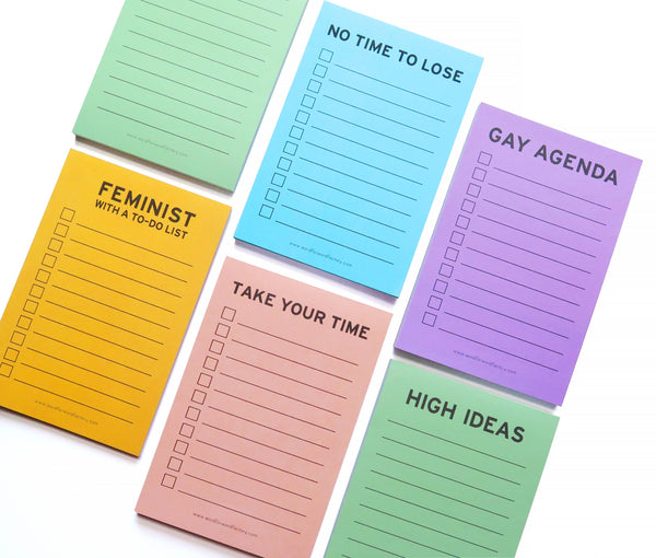 GAY AGENDA Notepad 4x6" Checklist l Queer Valentine Gift: Cello Sleeved