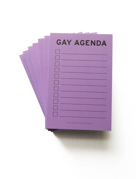 GAY AGENDA Notepad 4x6" Checklist l Queer Valentine Gift: Cello Sleeved