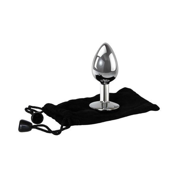 Metal Anal Plug with Clear Jewel - Small
