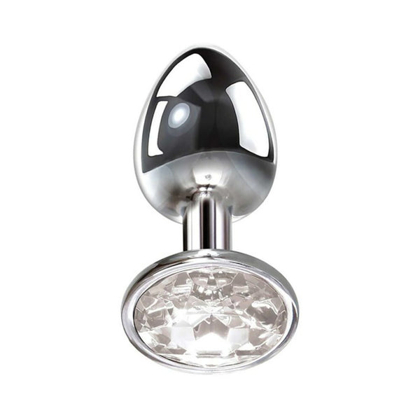 Metal Anal Plug with Clear Jewel - Small