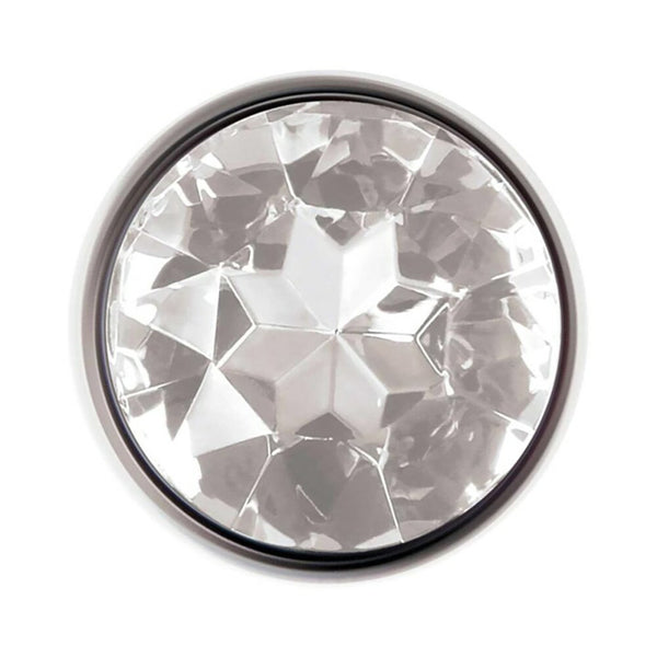 Metal Anal Plug with Clear Jewel - Medium