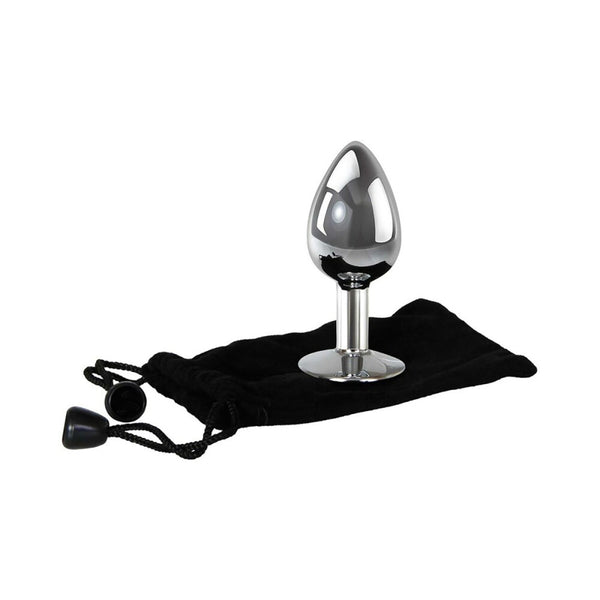 Metal Anal Plug with Clear Jewel - Medium