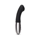 Le Wand Gee G-spot vibrator in black. A shortish, slim, curved shaft with shiny base and button controls on front.