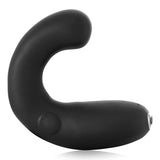 Je Joue G Kii adjustable G-spot or P-spot vibrator in black. A curved shaft with a slightly wider bottom end. A curve adjustment button on the side and three vibration control buttons on the bottom.