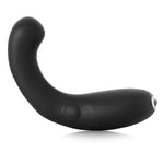 Je Joue G Kii G-spot or P-spot adjustable vibrator in black. A curved shaft with a slightly wider bottom end. A curve adjustment button on the side and three control buttons on the bottom.