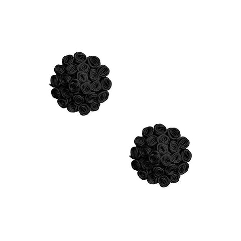 Neva Nude Burlesque Nightfall Roses Reusable Silicone Pasties- Black