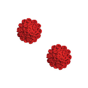 Neva Nude Burlesque Roses Reusable Silicone Pasties- Red