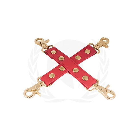 Spartacus PU Hog Tie w/Gold Hardware - Red