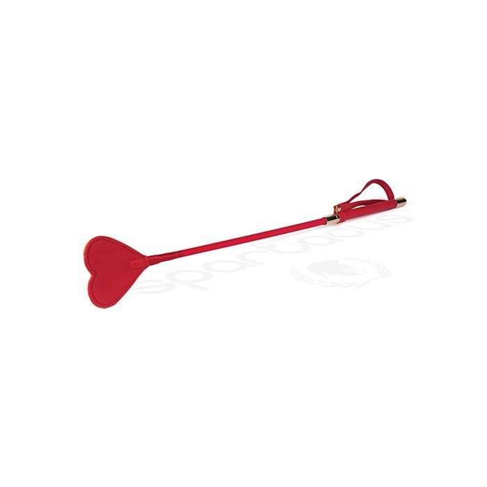 Spartacus PU Riding Crop w/Plush Heart Shape Tip - Red