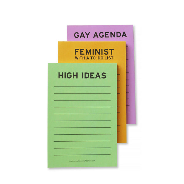 GAY AGENDA Notepad 4x6" Checklist l Queer Valentine Gift: Cello Sleeved
