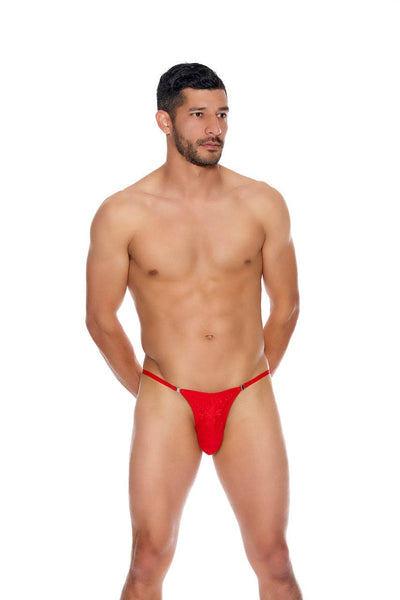 Men's Lace G-String: Red / S/M