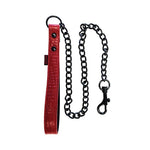 Rouge Leather Handle Chain Lead - Burgundy