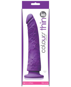 Colours Thin 8 inch silicone dildo in purple